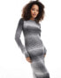 Фото #4 товара YAS knitted jumper maxi dress in black ombre - BLACK