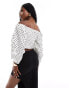 ASOS DESIGN off shoulder top in spot print