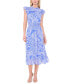 ფოტო #1 პროდუქტის Women's Summer Palm Tree Flutter Sleeve Smocked Waist Midi Dress