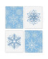 Фото #1 товара Blue Snowflakes Unframed Linen Paper Wall Art - Set of 4 - Artisms 8 x 10 inches