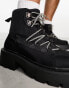 Фото #2 товара Truffle Collection chunky hiker boots with bungee cord detail in black