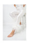 ფოტო #3 პროდუქტის Women's Silk Pant - Ostrich Feather Trim Hem - Silk Collection