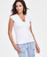 Фото #1 товара Women's Chain-Trim V-Neck Top, Created for Macy's