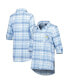 Фото #5 товара Women's Powder Blue, Navy Los Angeles Chargers Mainstay Flannel Full-Button Long Sleeve Nightshirt