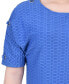 ფოტო #7 პროდუქტის Petite Short Sleeve Honeycomb Textured Grommet Top