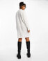 Pieces Curve high neck knitted mini jumper dress in cream