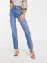 Фото #2 товара ASOS DESIGN Tall 90's straight jean with raw hem in mid blue