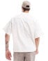 ADPT oversized linen mix revere collar in white