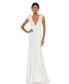 Women's Feather Shoulder V Neck Column Gown