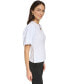 Фото #3 товара Women's Puff-Sleeve Ribbed Henley Shirt