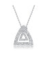 ფოტო #1 პროდუქტის Sterling Silver White Gold Plated Cubic Zirconia Triangle Design Pendant