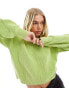 Фото #1 товара ASOS DESIGN plated jumper with balloon sleeve in green