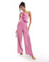 Style Cheat jumpsuit with ruffle detail in purple