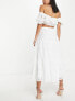 French Connection cotton tiered maxi skirt in white embroidery - WHITE