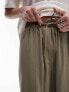 Topshop pull on wide leg trouser in khaki