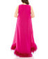 ფოტო #3 პროდუქტის Plus Size High Neck Feather Hem Gown