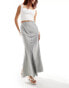 Фото #1 товара Weekday Paige mermaid fit satin maxi skirt in grey