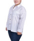 Plus Size Long Sleeve Blouse with Chest Pockets Белый, 3X - фото #3