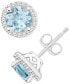 ფოტო #2 პროდუქტის Aquamarine (1-1/2 ct. t.w.) & Diamond (1/5 ct. t.w.) Halo Stud Earrings in Sterling Silver (Also in Opal)