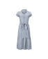 Фото #30 товара Women's Short Sleeve Button Front Tiered Maxi Dress with Waist Sash