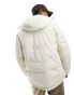 Jack & Jones puffer jacket with contrast zip in beige