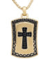 ფოტო #1 პროდუქტის Men's Black Diamond Cross Dog Tag 22" Pendant Necklace (1/4 ct. t.w.) in 18k Gold-Plated Sterling Silver