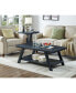 Contemporary Replicated Wood Shelf Coffee Set Table in Black Finish