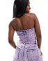 Фото #4 товара Kyo The Brand denim distressed bandeau top co-ord in purple acid wash