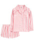 Фото #2 товара Kid 2-Piece Striped Woven Coat-Style Pajamas 6