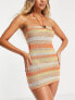 Фото #1 товара New Girl Order halter knit stripe festival summer dress in orange