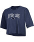 ფოტო #3 პროდუქტის Women's Heather Navy Penn State Nittany Lions Boyfriend Cropped T-shirt