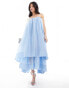 Фото #1 товара & Other Stories bandeau volume layered maxi dress in light blue