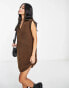 Y.A.S. Diva sleeveless v-neck knitted dress in brown