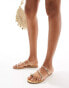 Stradivarius minimal sandal with gold trim in gold