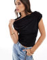 & Other Stories fitted top with drape detail in black Черный, S - EU 36-38 - фото #1