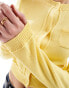 Фото #3 товара ASOS DESIGN crew neck cropped cardigan with pocket in cotton blend in lemon