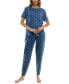 ფოტო #4 პროდუქტის Women's 2-Pc. Printed Jogger Pajamas Set