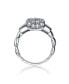 Sterling Silver Clear Cubic Zirconia Cluster Twisted Ring