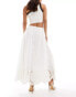 & Other Stories linen maxi skirt with volume hem and embrioderd broderie in white