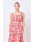 Women's Plaid Ruched Thick Strap Bandeau