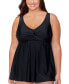 Raisins Curve G840085 Plus Size Calina Solids Lucia Swim Dress (Black 16W)