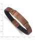 Фото #2 товара Stainless Steel Brushed Brown IP-plated Leather ID Bracelet