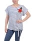 Women's Short Sleeve Embroidered Tie Front Top