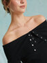 Фото #5 товара Miss Selfridge folded bardot top with poppers in black