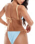 Фото #4 товара Miss Selfridge contrast strap tie side bikini bottom with beads in blue