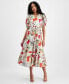 ფოტო #1 პროდუქტის Women's Floral-Print Tiered Midi Dress