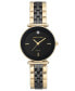 ფოტო #1 პროდუქტის Women's Diamond-Accent Gold-Tone & Black Ceramic Bracelet Watch 30mm