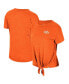 Фото #1 товара Women's Orange Distressed Oklahoma State Cowboys Finalists Tie-Front T-shirt