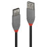 Фото #5 товара Lindy 2m USB 2.0 Type A Extension Cable - Anthra Line - 2 m - USB A - USB A - USB 2.0 - 480 Mbit/s - Black - Grey