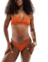 Фото #2 товара ASOS DESIGN Emily rib ruched tanga bikini bottom in rust